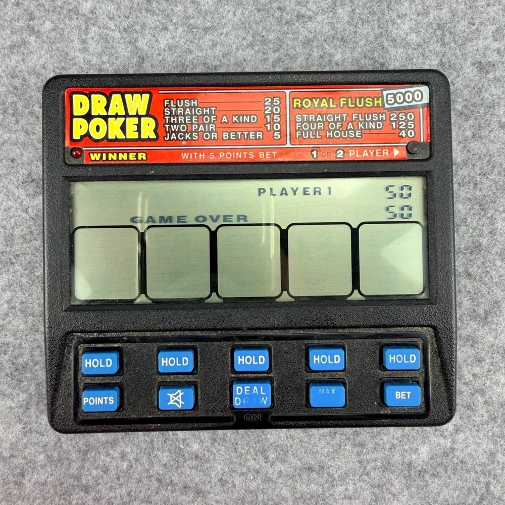 2000's Draw Poker RADICA 1410 Royal Flush 5000 Handheld Video Game Vintage